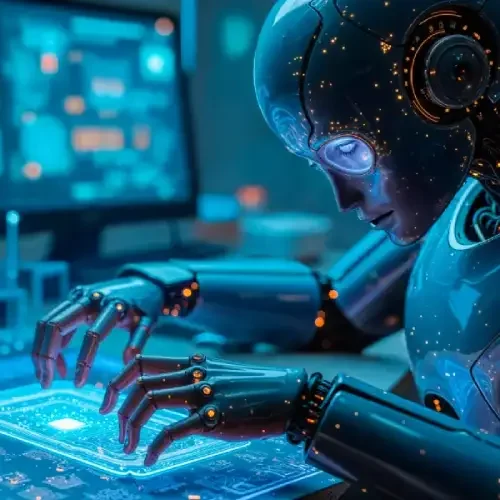 ai robot is working on chip